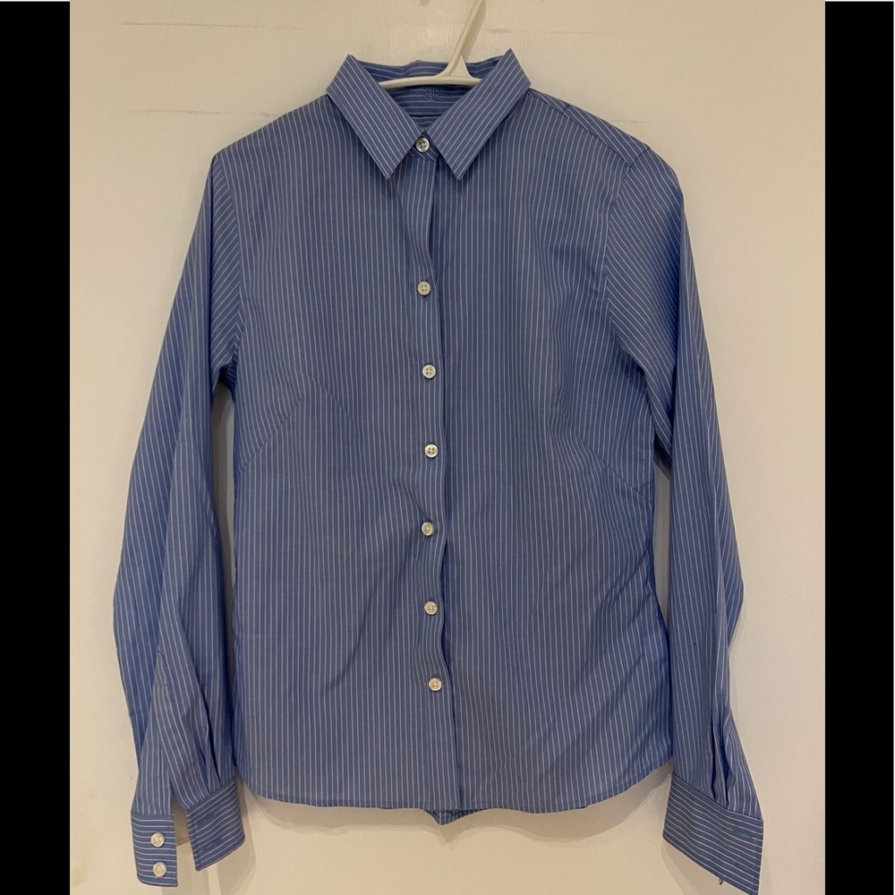 nana Republic, button down shirt, blue strips, size 6p